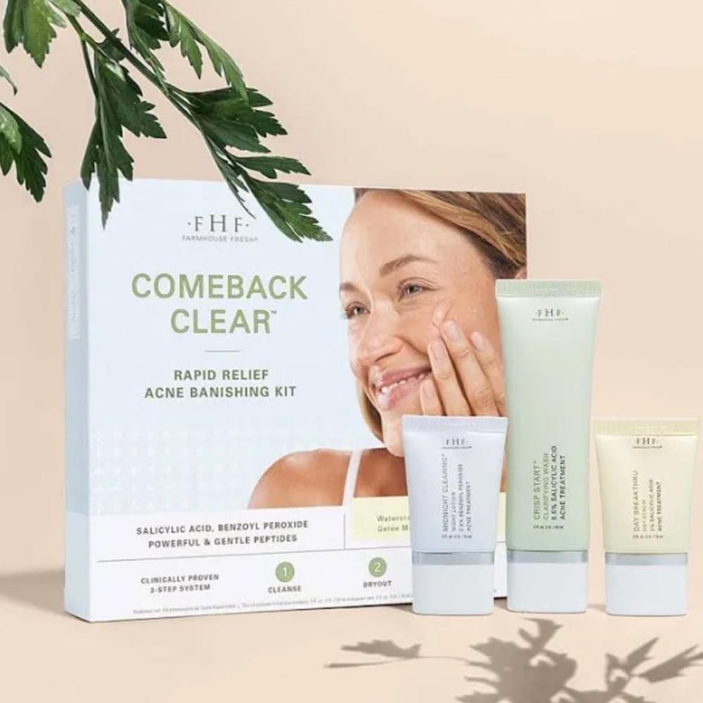 NWT - FarmHouse Fresh Acne Kit COMEBACK CLEAR RAPID RELIEF 4 Sealed Items